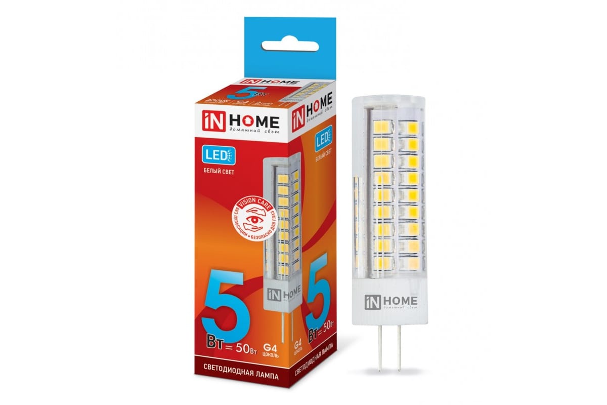Светодиодная лампа IN HOME LED-JC-VC 5Вт 12В G4 4000К 450Лм 4690612019826