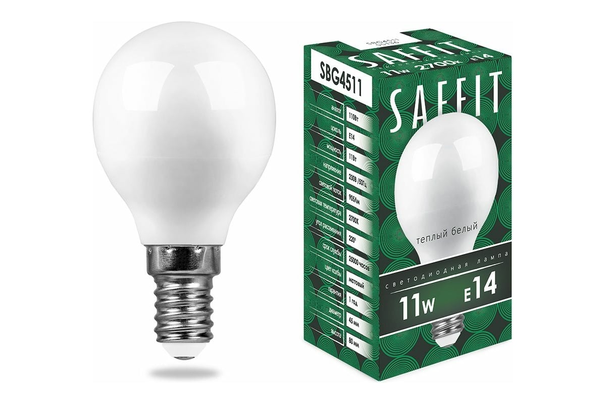 Светодиодная лампа SAFFIT 11W 230V E14 2700K SBG4511 55136