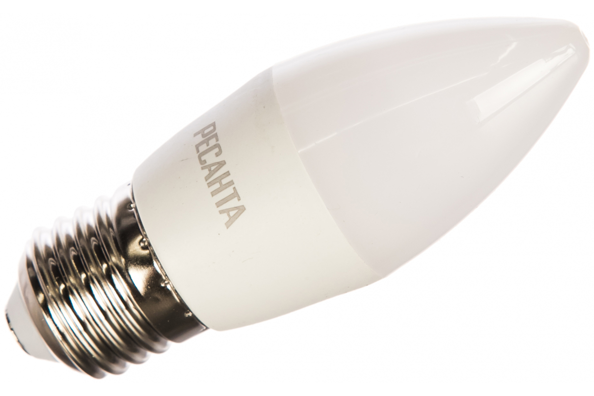 Светодиодная лампа Ресанта LL-R-C37-6W-230-3K-E27 (свеча 6Вт тепл. Е27) 76/1/9
