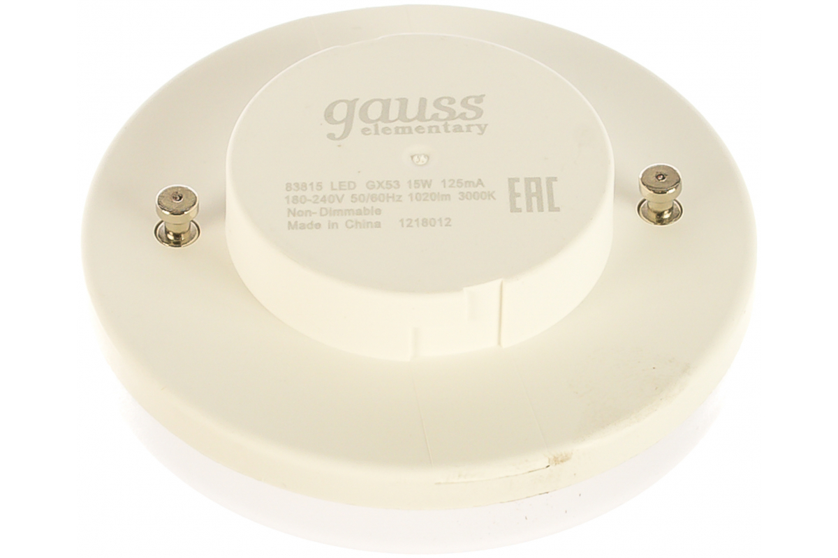 Лампа Gauss LED Elementary GX53 15W 1020lm 3000K 83815