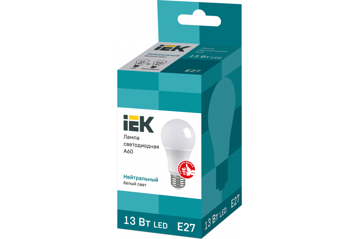 Лампа IEK LED A60 шар 13 Вт 230 В 4000К E27 LLE-A60-13-230-40-E27