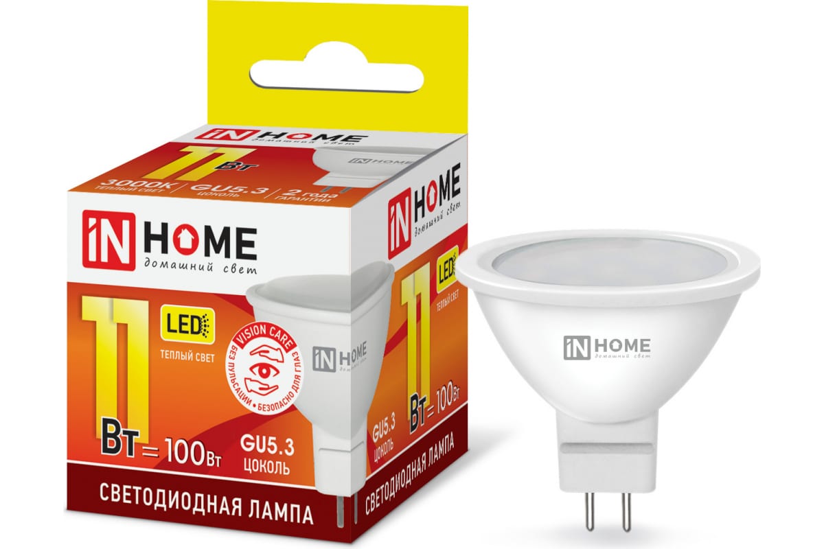 Светодиодная лампа IN HOME LED-JCDR-VC 11Вт 4690612020341