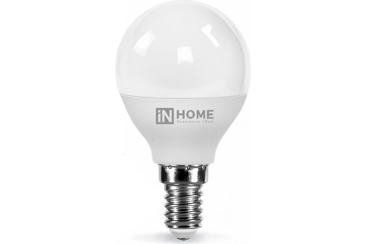 Светодиодная лампа IN HOME LED-ШАР-VC 8Вт 230В Е14 6500К 600Лм 4690612024882