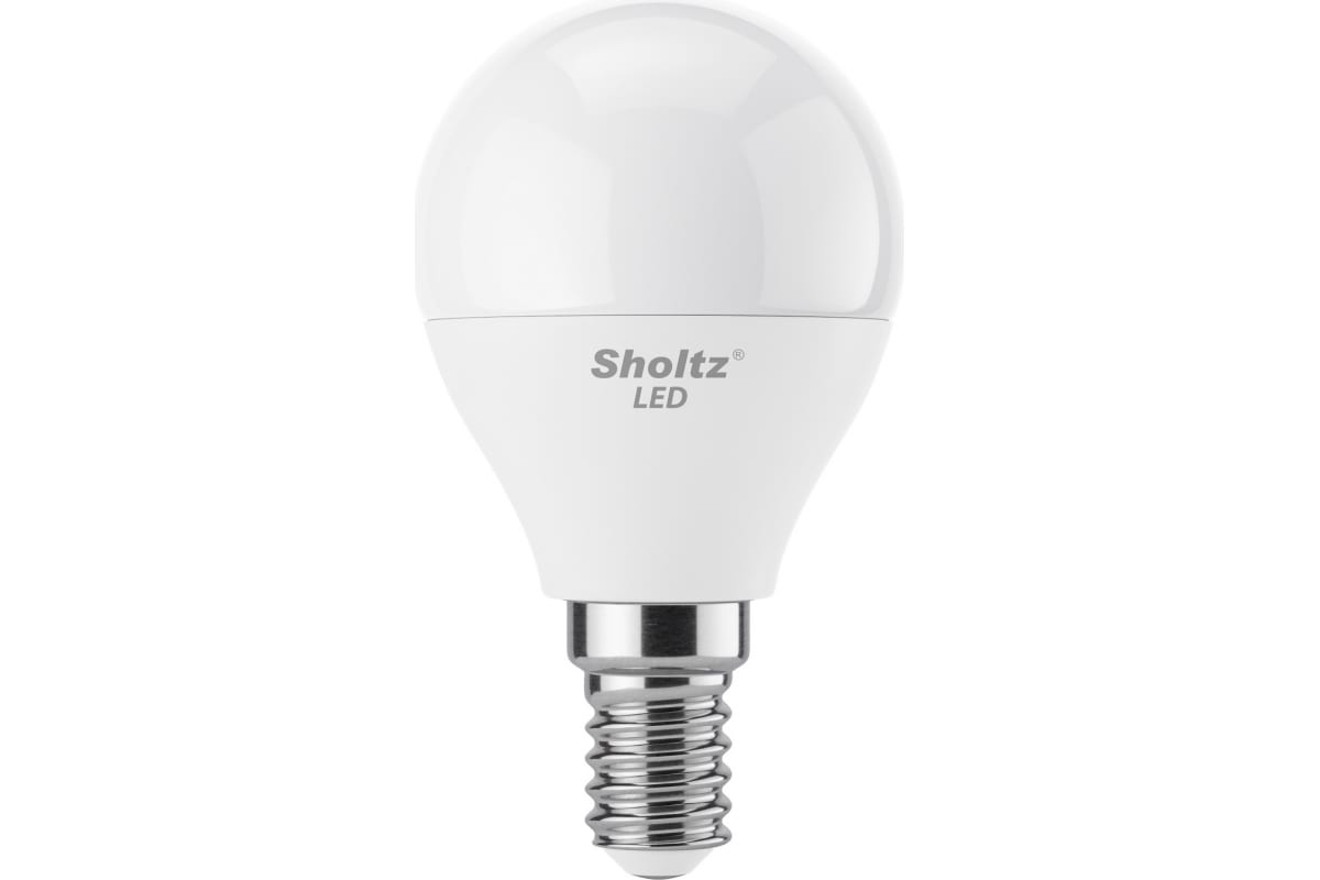 Светодиодная лампа Sholtz шар 5Вт E14 2700К G45 220-240В пластик LEB3051