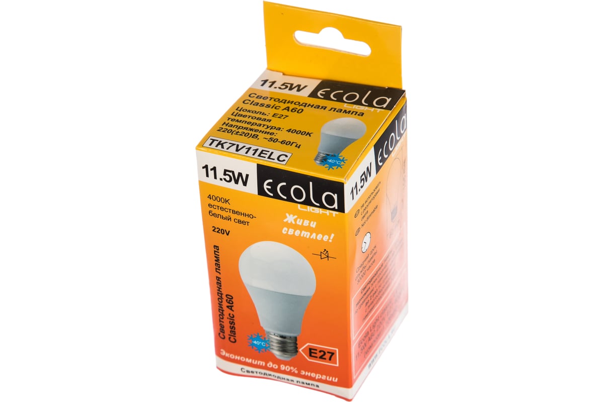 Светодиодная лампа Ecola Light classic LED 115W A60 220V E27 4000K /композит/ 106x60 TK7V11ELC