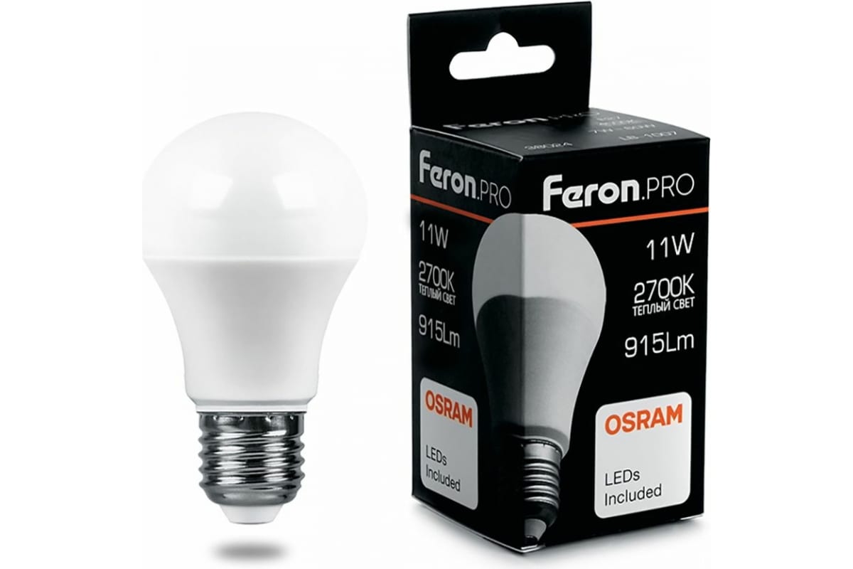 Светодиодная лампа FERON PRO LB-1011 шар E27 11W 2700K OSRAM LED 38029