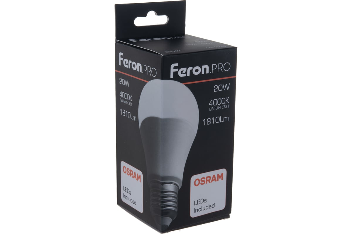 Светодиодная лампа FERON PRO LB-1020 шар E27 20W 4000K OSRAM LED 38042