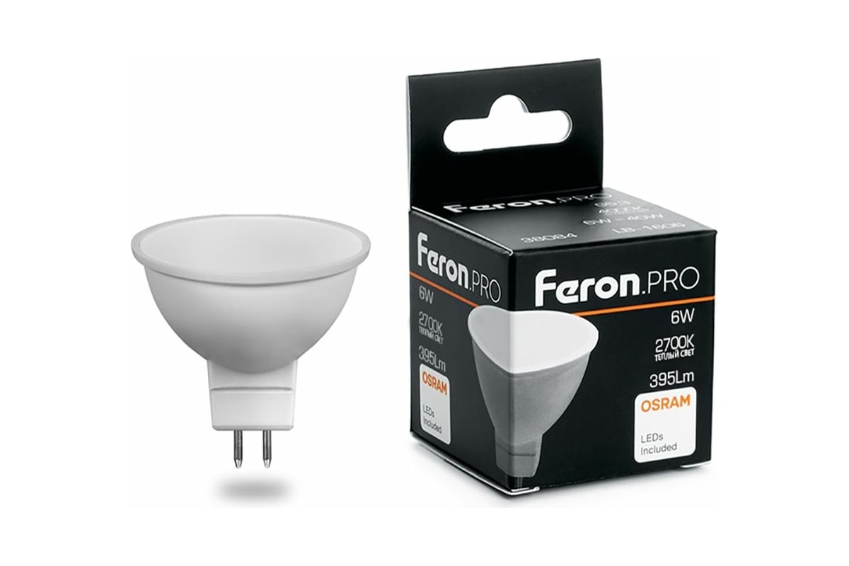 Светодиодная лампа FERON PRO LB-1606 MR16 G5.3 6W 2700K OSRAM LED 38083