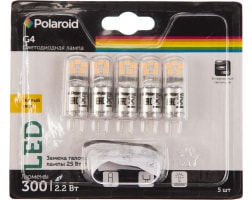 Светодиодная лампа Polaroid 12V G 2,2W 3000K G4 300lm уп. 5шт PL-G412V223/5
