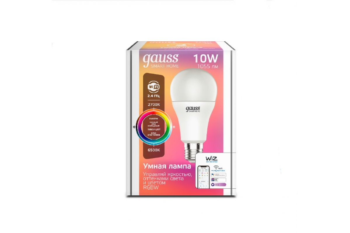 Светодиодная лампа Gauss Smart Home RGBW E27 A60 10Вт 2700-6500K 1180112
