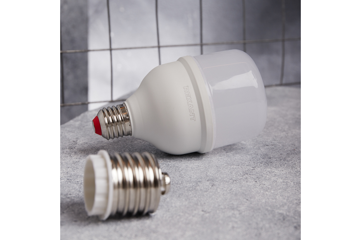 Лампа REXANT светодиодная высокомощная E27 переходник E40 холодный свет 30 Вт 604-069