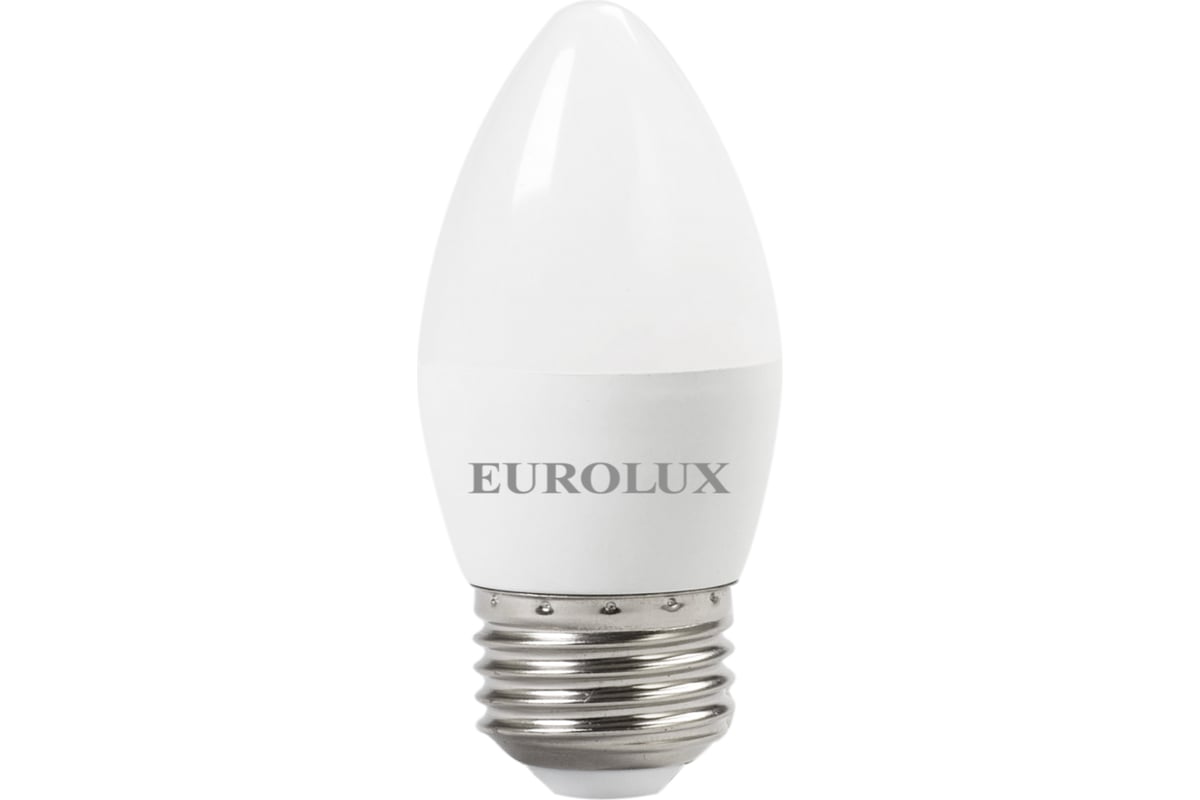 Светодиодная лампа Eurolux LL-E-C37-6W-230-27K-E27/свеча 6Вт теплый белый Е27 76/2/9