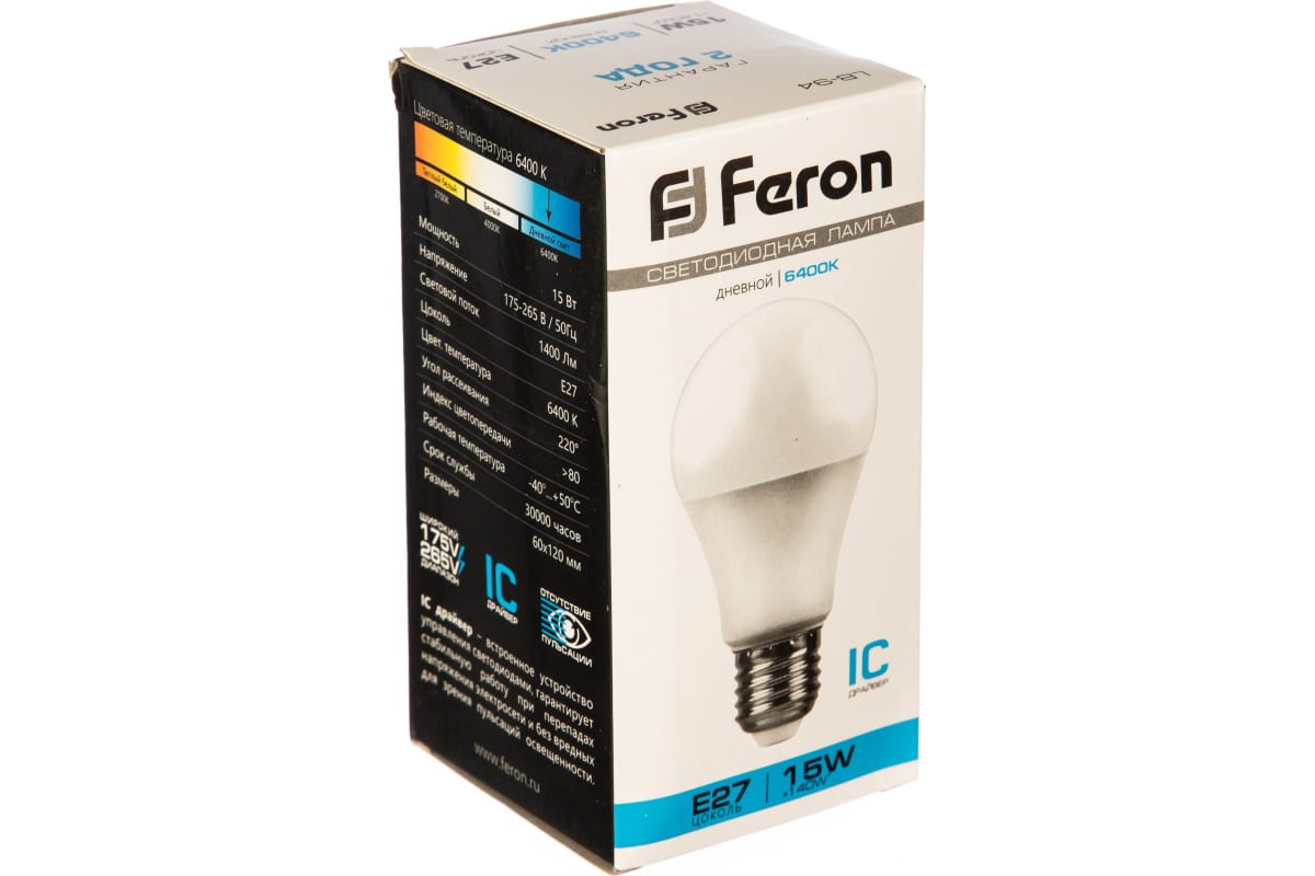 Светодиодная лампа Шар E27 15W 6400K Feron LB-94 25630