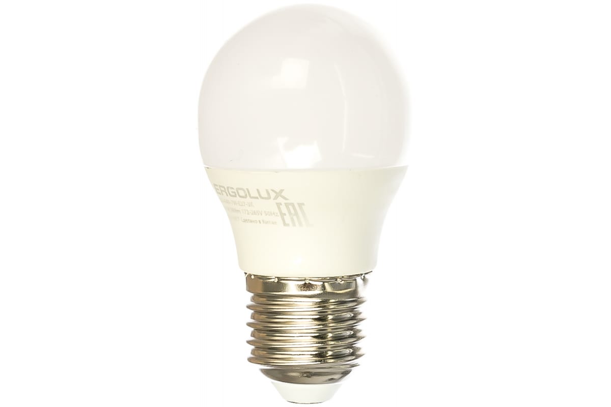 Светодиодная лампа Шар Ergolux LED-G45-7W-E27-3K 7Вт E27 3000K 172-265В 12143