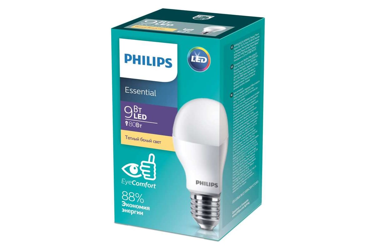 Светодиодная лампа PHILIPS ESS LEDBulb 9-80Вт E27 теплый белый свет 1277610