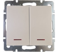 Двойной выключатель с подсветкой LEZARD RAIN жемчужно-белый перламутр 703-3088-112