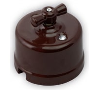 Проходной одноклавишный выключатель Retrika, ретро цвет коричневый R-SW-12
