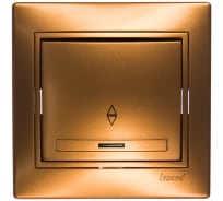 Выключатель Lezard, MIRA, проходной, с подсветкой, золотой металлик, со вставкой, 701-1313-114