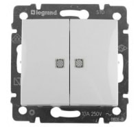 Двухклавишный выключатель с индикацией, белый Legrand Valena 774213