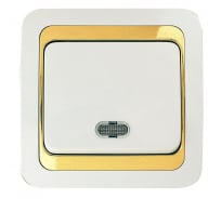 Выключатель с индикатором, бело-золотой, 1 клавиша Makel Mimoza 12221