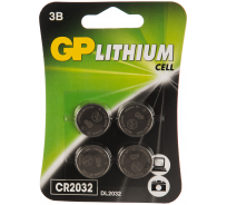 Литиевая дисковая батарейка GP Lithium CR2032-4 шт. CR2032-7CRU4