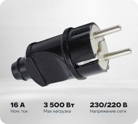Прямая вилка TOKOV ELECTRIC 16А, 250В, с заземлением, черная TKL-PLZ-C05