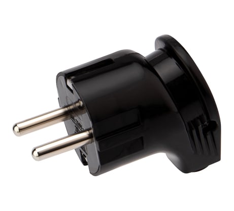 Вилка евро угловая REXANT с з/к 16а черная 16-0726