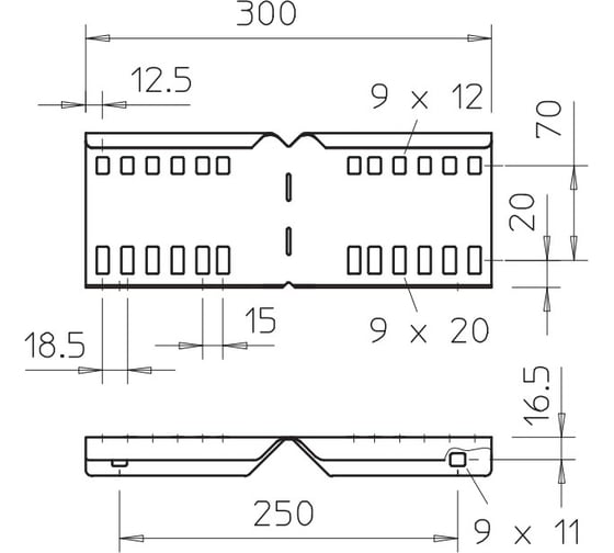 Соединитель OBO Bettermann LWVG 110 A2, продольный/угловой, для лестничных лотков, L=300, нержавеющая сталь (10 штук/упаковка) 6216590