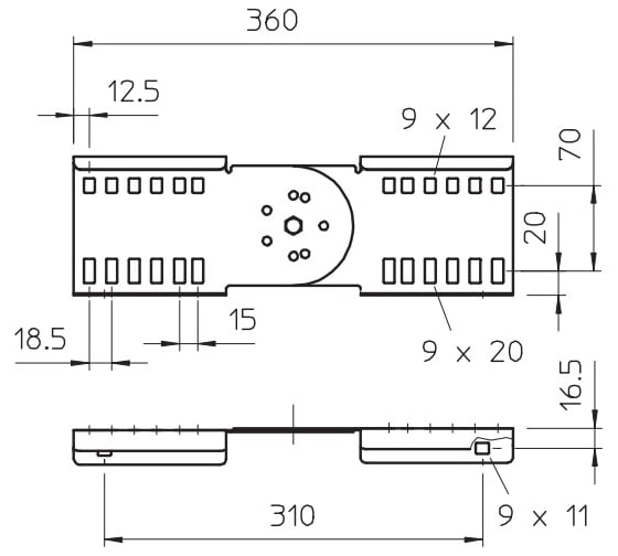 Соединитель OBO Bettermann LGVG 110 FT, шарнирный, для лестничных лотков, L=360, сталь, горячий цинк (10 штук/упаковка) 6216653