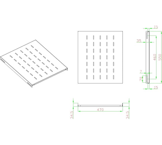 Полка-лоток 5Bites для сетевого шкафа d=800 / 470x450x1u / 19” / black CS226-800B