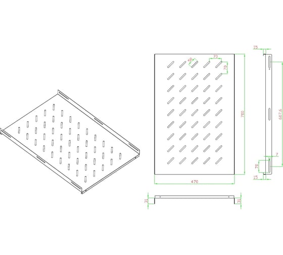 Стационарная полка 5Bites для сетевого шкафа d=1000 / 470x700x1u / 19" / black CS201-1000B