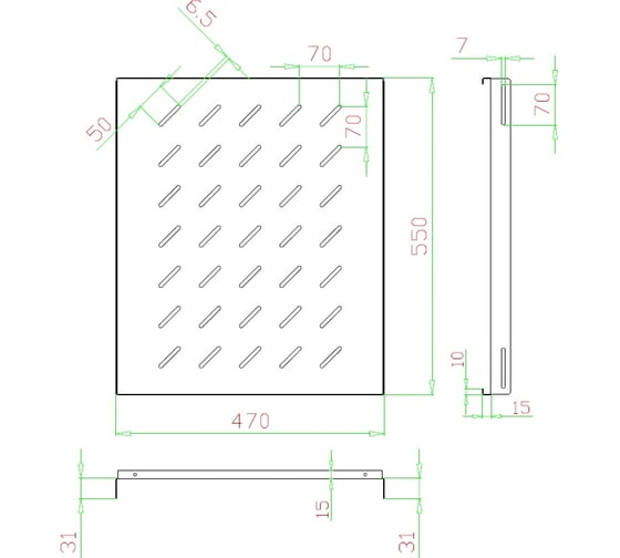 Стационарная полка 5Bites для сетевого шкафа d=800 / 470x450x1u / 19" / black CS201-800B