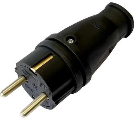 Каучуковая вилка АТЛАНТ с заземлением 16A IP44 черная 80111