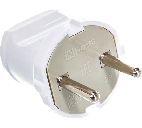 Вилка IN HOME прямая 10А белая 4142 4690612000572