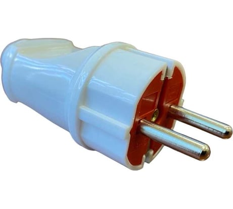 Прямая вилка Econ epl 16А 250В, с заземлением, белая, EPL001W