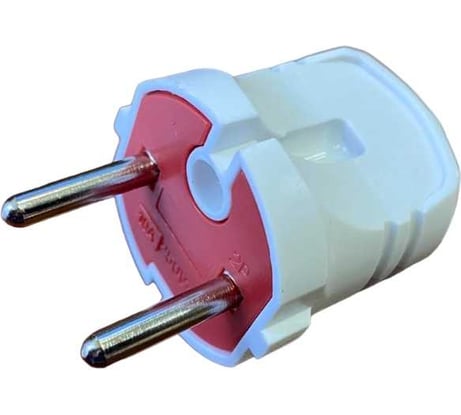 Прямая вилка Econ EPL 10А 250В, без заземления, белая, EPL004W