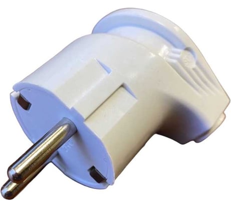 Угловая вилка Econ EPL 16А 250В с заземлением, белая EPL005W