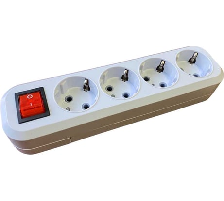 Колодка для удлинителя Econ gs g004es 4 розетки с заземлением и выключателем, 91410