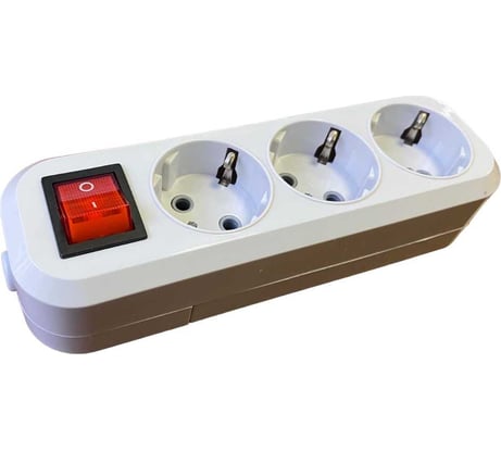Колодка для удлинителя Econ gs g003e 3 розетки с заземлением и выключателем, 91310