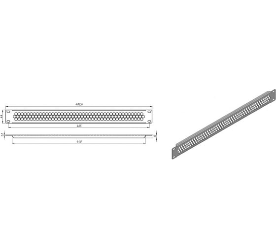 Фальш-панель Hyperline BPD-1-RAL9005 перфорированная, на 1U, цвет черный (RAL 9005) 483497