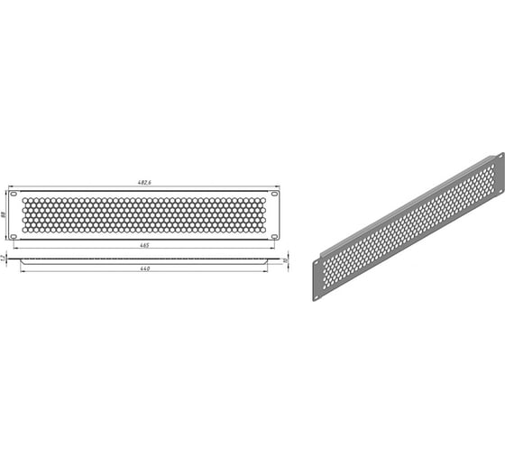 Фальш-панель Hyperline BPD-2-RAL9005 перфорированная, на 2U, цвет черный (RAL 9005) 483504