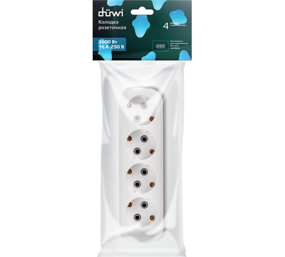 Розеточная колодка duwi 4 гнезда c/з 16A 28635 6