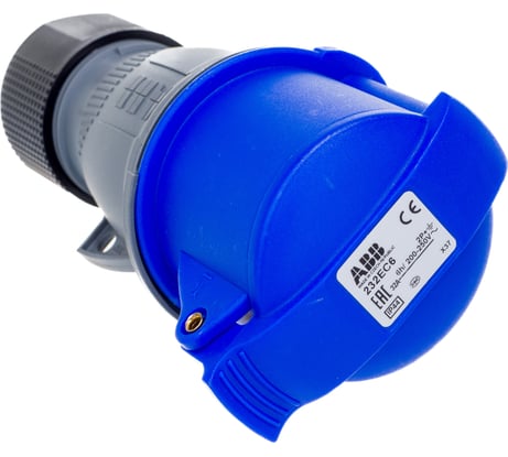 Кабельная розетка ABB 32A 2P+E IP44 переносная 250В 2CMA102031R1000
