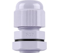 Сальник STEKKER pg7 диаметр проводника 3-6,5 мм , ip54, серый, 50 шт в упак, 49362