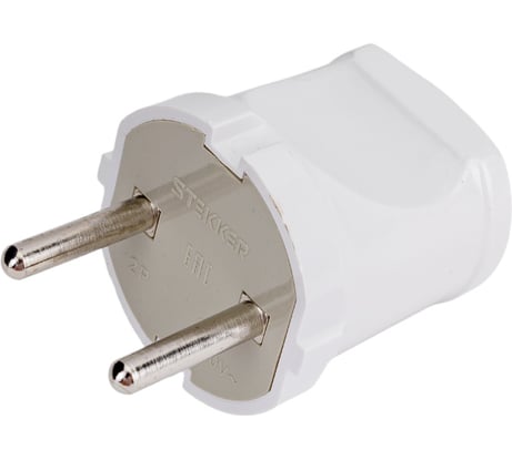 Прямая вилка STEKKER без заземления, пластик 250В, 10A, IP20, белая, PPG10-43-201 32855