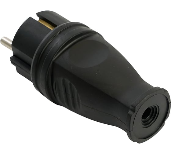 Прямая вилка STEKKER с заземляющим контактом, каучук 250В 16A IP44 черная RPG16-21-441 В 16-001 32748