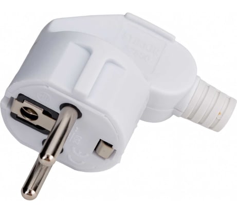 Угловая вилка STEKKER с заземляющим контактом, пластик 250В, 16A, IP20, белая, PPG16-41-202 32850