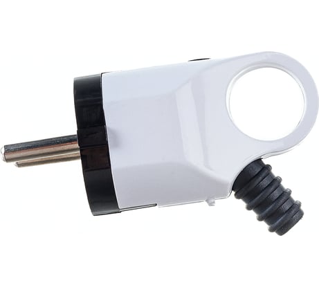 Угловая вилка STEKKER с ушком с заземляющим контактом пластик 250В, 16A IP20 белая PPG16-40-202 32849