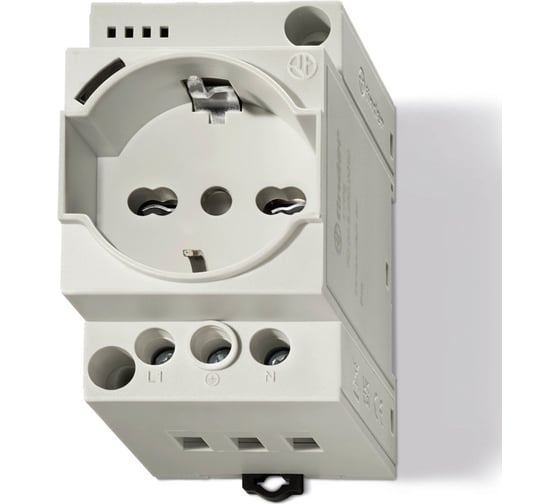 Розетка для электрических шкафов FINDER тип Schuko + Bipasso 10/16 A, категория защиты IP 20, LED, цвет серый, 7U.00.8.230.0010 7U0082300010