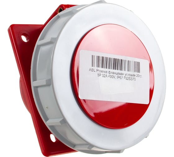 Фланцевая угловая розетка ABL 20гр. 5P 32A 400V, IP67 F52S370